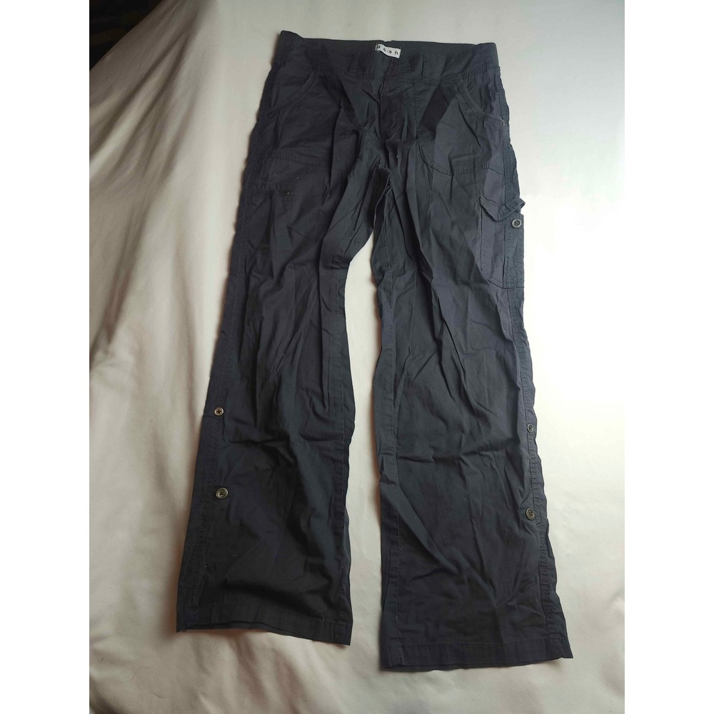 Dash Black Cargo Pants Womens‎ Small Wide Leg Utility Button Detail Cotton Blend